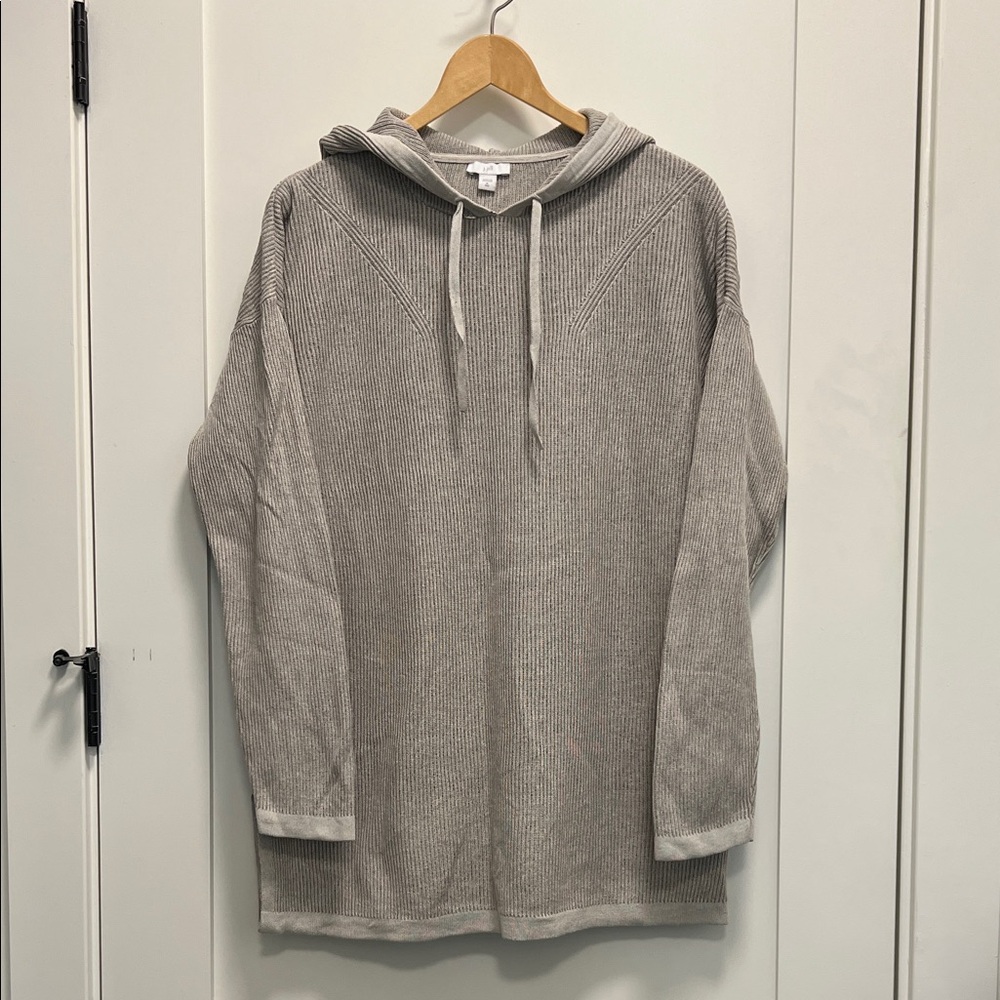 J. Jill Textured Hooded Knit Sweater in Taupe